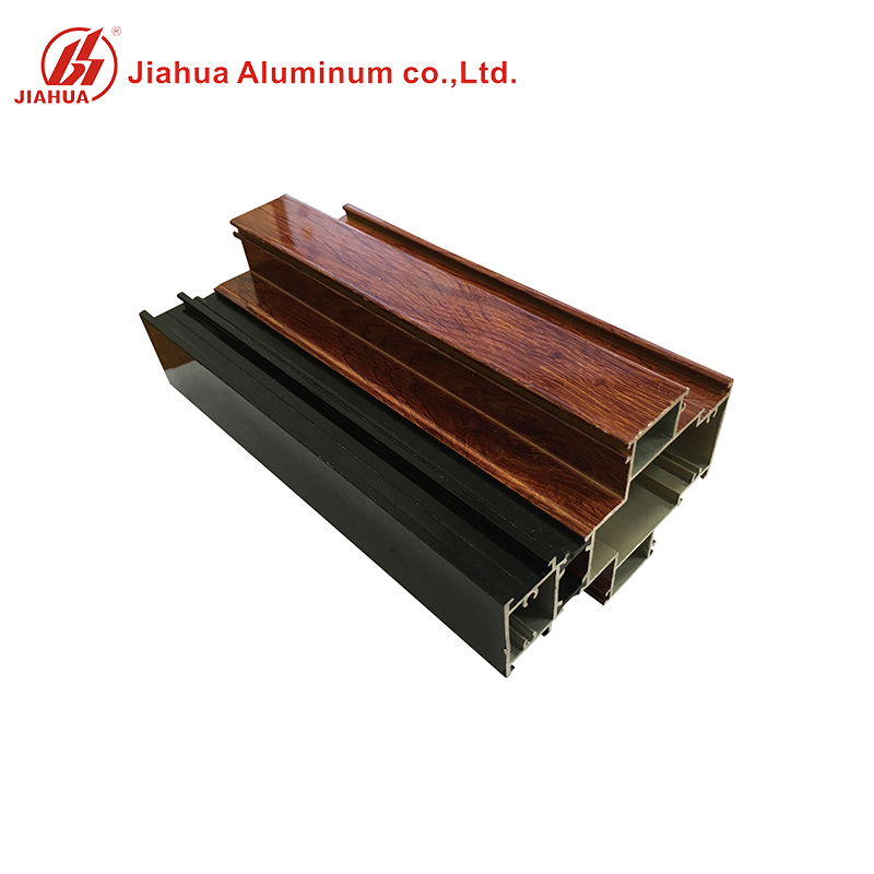 Profils de finition en bois extrudés pratiques en aluminium 6063 T5 pour fenêtres en aluminium à rupture de pont thermique Foshan